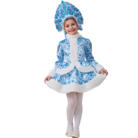 Карн.костюм Снегурочка узорная р.30 рост 116см (жакет, юбка, головной убор) 1515-1-116-60