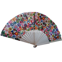 Веер 23см белый разноцветный, ткань/дерево Y10618-24