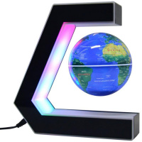 Глобус парящий 17,5х17,5см серебристый, на подставке, подсветка, пластик EV-EK-3-BLU