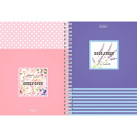 Тетрадь А5 80л клетка "Цветочная акварель" на спирали двойная, твердая обложка 053877