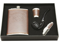 Набор фляга, стопка, трубка, нож, металл Y3417-16