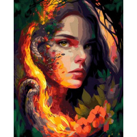 Живопись по номерам (акрил) 40х50см "Девушка и огонь" сложность 4, холст на подрамнике OK11290
