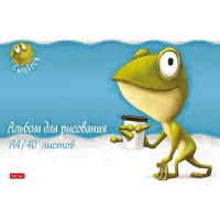 Альбом для рисования А4 40л "Лягушонок Ден" на скобе матовая ламинация, тиснение 5 дизайнов 079728