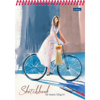 Скетчбук А5 14,5х21см 60л 100г/м2 "Летняя прогулка" спираль,пластиковая обложка 60Б5Aпс_22160/061002