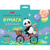 Набор цветной бархатной бумаги А5 10цв 10л "FunnyPanda" односторонняя 076505