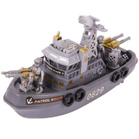 Лодка "Дозорное судно" на батарейках, пластик 28х15х9см 1435447/0829D