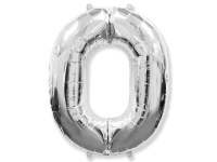 Шар воздушный 91см (36"), Цифра "0" (фольга, серебро) 6044756
