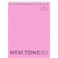 Блокнот А6 80л "NEWtone Pastel Пион" клетка, на спирали сверху, пластиковая обложка 065597