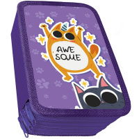 Пенал "Awesome" 19x10,5х6см, прямоугольный, трехстворчатый ПО-110