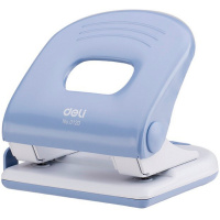 Дырокол "Pro" 40л 2-отв, d-6мм, с линейкой, металл, белый/голубой E0120