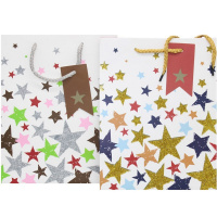 Пакет подарочный "Звезды" 50х72х18см с блестками 3 вида 5050 3XL