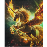 Алмазная мозаика 30х40см "Сияющий единорог" полная выкладка 89524