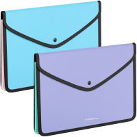 Папка-конверт на кнопке "Diagonal Pastel" А4 пластик 0,6мм с текстильной вставкой, ассорти 55144