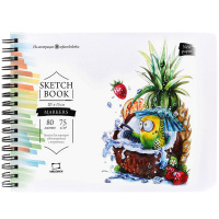 Скетчбук 20х15см 80л 75г/м2 "Sketch" евроспираль, твердая обложка 401119
