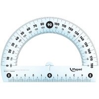 Транспортир 12см 180° прозрачный, пластик, непачкающиеся края 146134
