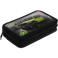 Пенал "Off road" 19х11х5см, прямоугольный, двухстворчатый, глянцевая ламинация 089077