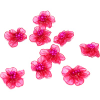 Цветок декоративный Фиалка 2,5см с бусинами, малиновый 9шт/уп. Y9507-19