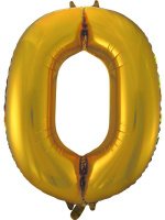 Шар воздушный 91см (36"), Цифра "0" (фольга, золото)
