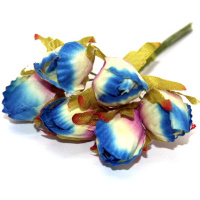 Цветок декоративный Роза 2,5см голубой 6шт/уп. Y4834-17