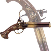 Пистоль "Флинтлок. Франция 18 век" 3-х ствольный револьверный 30,5см металл, дерево DE-5309