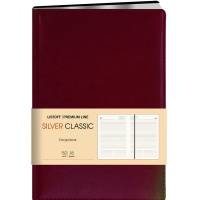 Ежедневник недатированный А5 "Silver Classic" 304стр. темно-бордовый, искусственная кожа с поролоном
