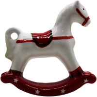 Сувенир "Лошадка-качалка" 12х12см фарфор, бело-красная Y10032-24