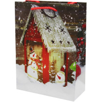 Пакет подарочный "Новогодние фонари" 18х23х10см 4 вида SK2383