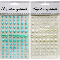 Наклейки Стразы жемчуг 10х20см d-4-10мм 3 вида СТР8