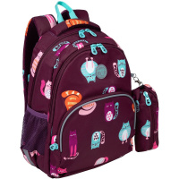 Рюкзак 27х40х20см, 710гр, 2 отделения, 3 кармана, с пеналом, фиолетовый "Котики" RG-260-11/1