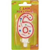 Свеча д/торта "Красное конфетти" 6, 7см 108102