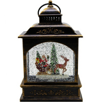 Сувенир "Фонарь. Дед Мороз с оленем" 20х30см (USB, свет, музыка) Y10095-24