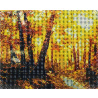 Алмазная мозаика 20х25см "Осенний лес у реки" полная выкладка ZH5744