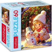 Пазлы 60 эл. "Девочка и снеговичок" 16,5х23см 60ПЗ5_32856/089436