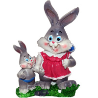 Сувенир "Заяц с зайчонком" 9см, керамика BT010