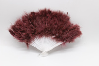 Веер с перьями 23см коричневый, пластик Y10616-24