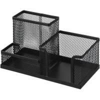 Подставка д/канц.принадлежностей 20х10х10см 3 отделения сетчатая металлическая, черная VS195411