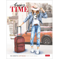 Тетрадь на кольцах А5 160л клетка "Happy time" 7БЦ матовая ламинация 160ТК5В1_23828/067836