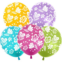 Шар воздушный 30см(12") Пастель Цветочки ассорти 5ст. 512-053