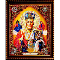 Алмазная мозаика 27х33см "Николай-Чудотворец" частичная выкладка M-12157A