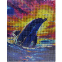 Алмазная мозаика 20х25см "Дельфин на закате" полная выкладка ZH4818