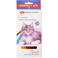 Карандаши акварельные 24 цвета шестигранные, дерево, картон Сонет 81411438