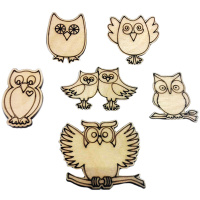 Набор миниатюр "Совы" 3-6см 6шт фанера 3мм