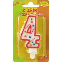 Свеча д/торта "Красное конфетти" 4, 7см 108101