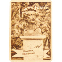 Магнит Памятник Пушкину А.С., 100*70мм, дерево, Виды Томска №28