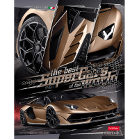 Тетрадь А5 48л клетка "SuperCarsWorld" на скобе 3D фольга матовая ламинация 5 дизайнов 061402