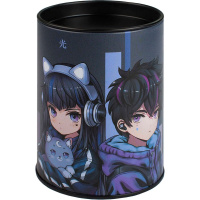 Копилка-подставка д/канц.принадлежностей "Кибер аниме" 10,5х7,5см, металл, черная 69371