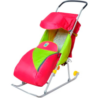 Санки-коляска "Тимка 2 Комфорт" 40мм розово-салатовый 1/2 Т2К