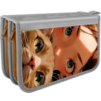 Пенал "Мой котик" 19x12х5см, прямоугольный, двухстворчатый, с откидной планкой ПО-05