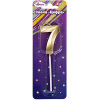 Свеча д/торта "Цифра 7" золото 5см BCD-11