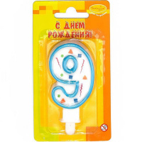 Свеча д/торта "Голубое конфетти" 9, 7см 107562